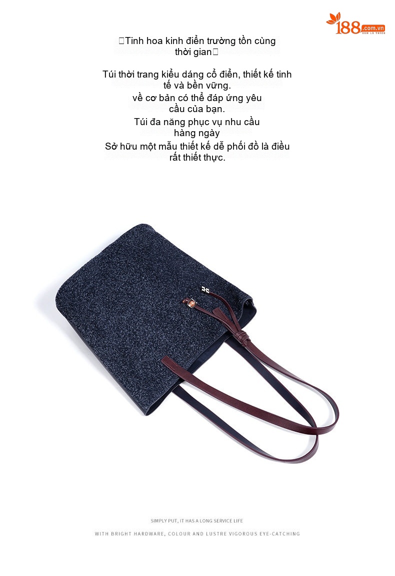 Túi Tote Nữ Da Mờ Đeo Vai Đựng Vừa A4, Laptop Màu Xanh Navy, Đỏ chi tiết 6