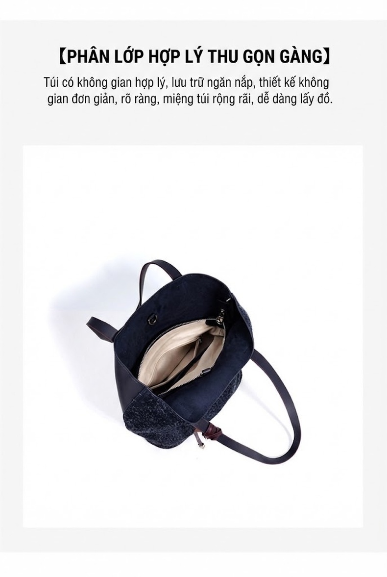 Túi Tote Nữ Da Mờ Đeo Vai Đựng Vừa A4 Phong Cách Đơn Giản Màu Đỏ, Xanh Navy chi tiết 8