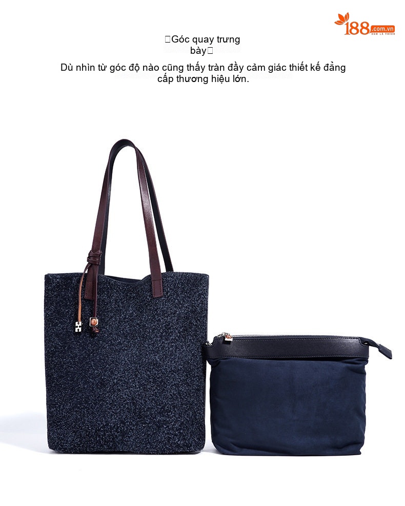 Túi Tote Nữ Da Mờ Đeo Vai Đựng Vừa A4 Phong Cách Đơn Giản Màu Đỏ, Xanh Navy chi tiết 13