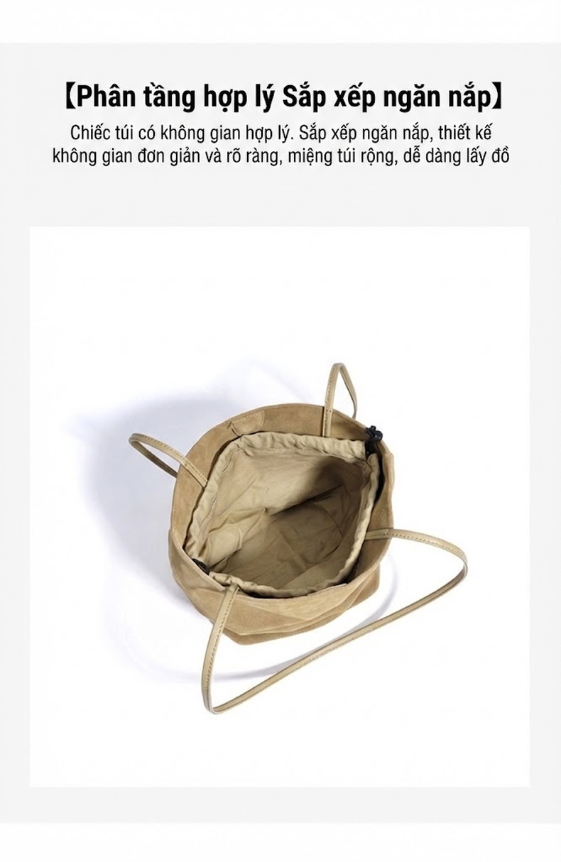 Túi Tote Nữ Da Mờ Đeo Vai Size Lớn Phong Cách Công Sở Màu Nâu, Be chi tiết 9