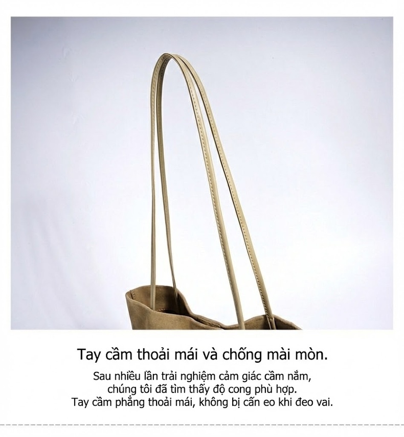 Túi Tote Nữ Da Mờ Đeo Vai Size Lớn Phong Cách Công Sở Màu Nâu, Be chi tiết 12