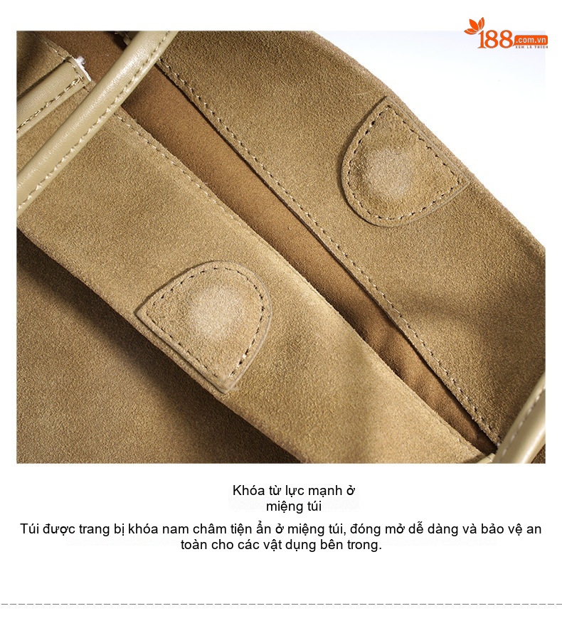 Túi Tote Nữ Da Mờ Đeo Vai Size Lớn Phong Cách Công Sở Màu Nâu, Be chi tiết 13