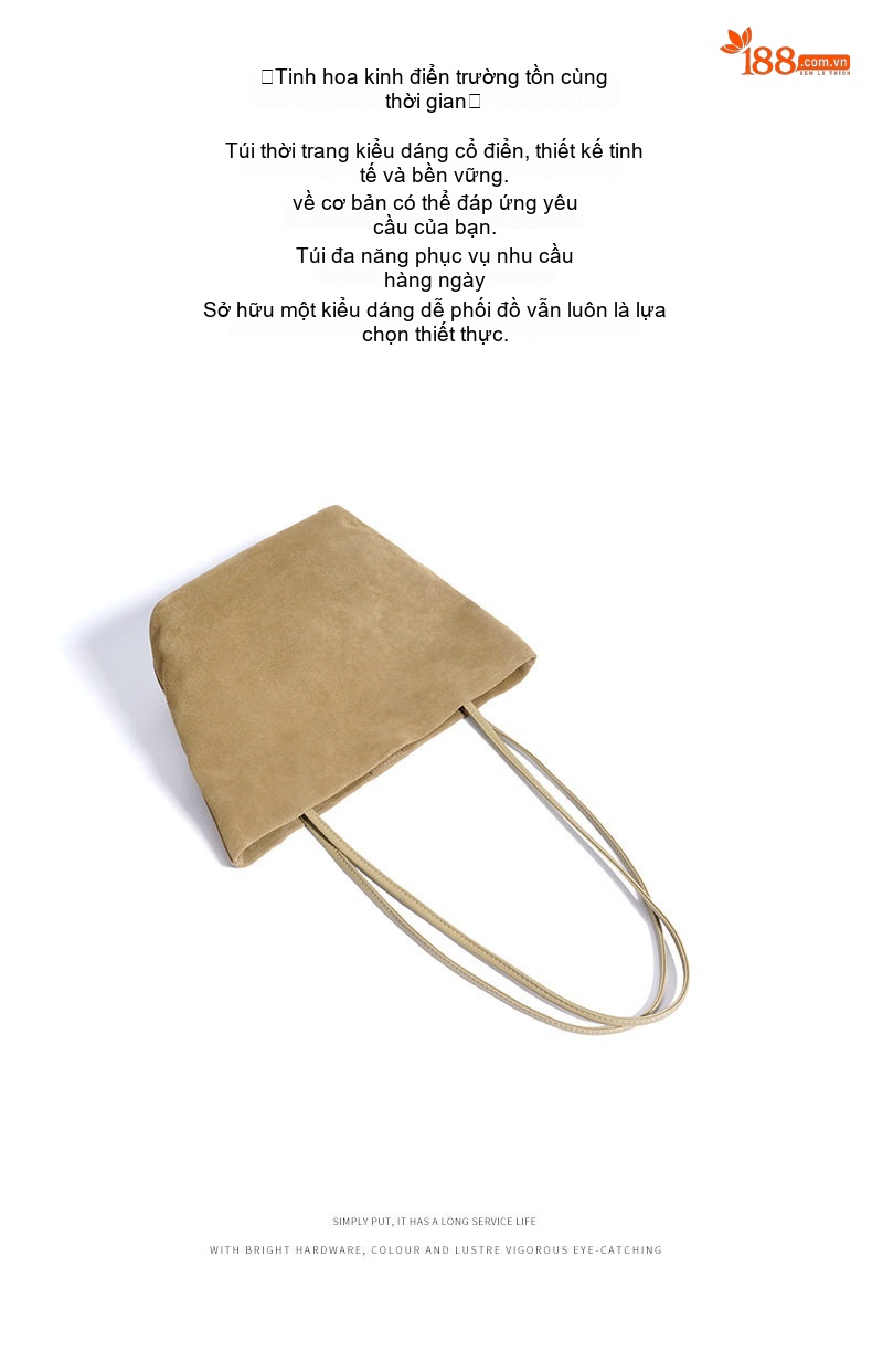 Túi Tote Nữ Da Mờ Đeo Vai Size Lớn Phong Cách Công Sở Màu Nâu, Be chi tiết 7