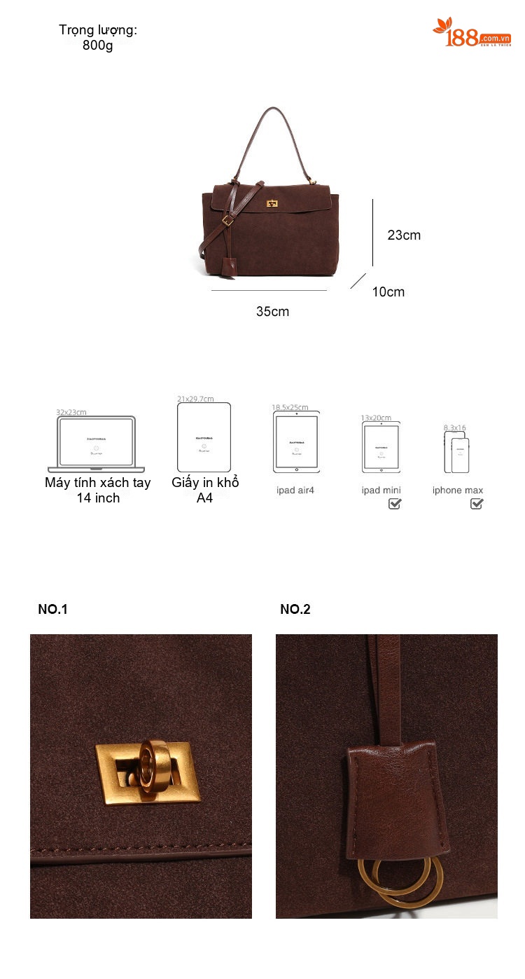 Túi Tote Nữ Da Mờ Dung Tích Lớn Thời Trang Túi Xách Tay Nữ Túi Đeo Chéo Màu Đen chi tiết 5