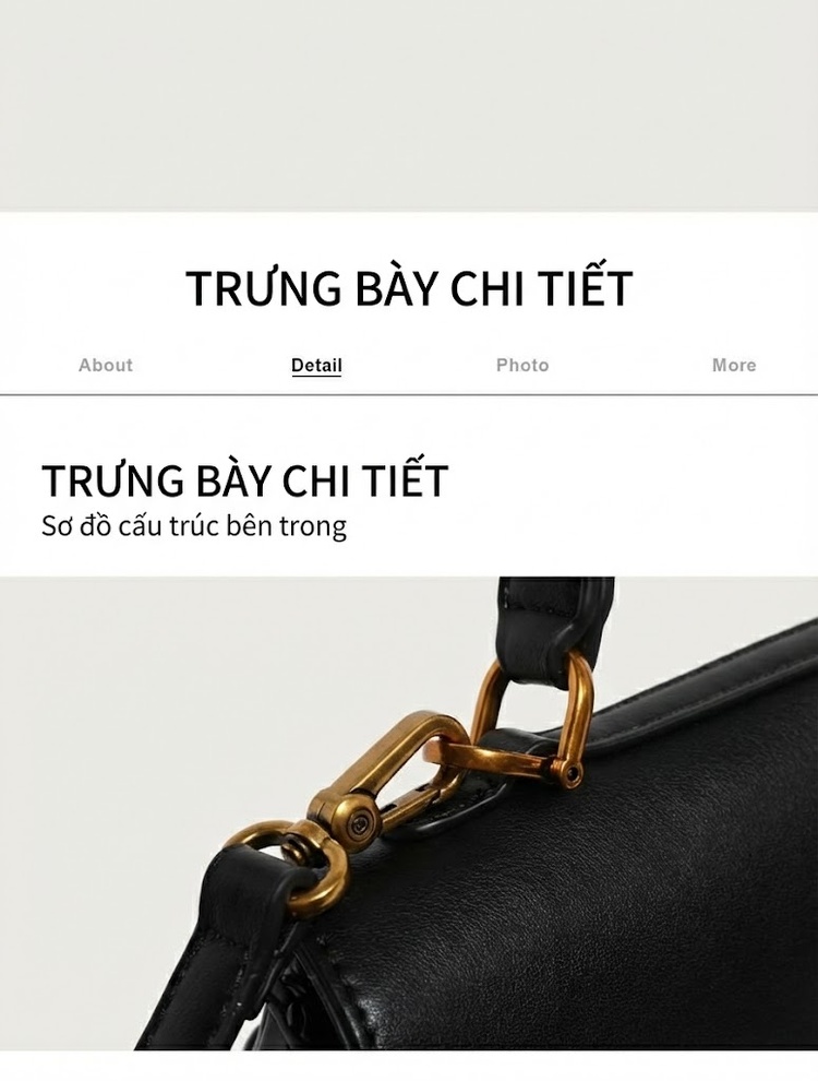 Túi Tote Nữ Da Mờ Dung Tích Lớn Thời Trang Túi Xách Tay Nữ Túi Đeo Chéo Màu Đen chi tiết 15