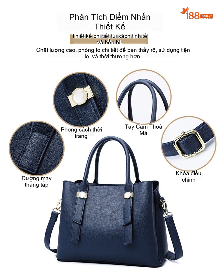 Túi Tote Nữ Da Mờ Đựng Vừa A4 Công Sở Thời Trang Màu Đen, Xanh Navy chi tiết 7