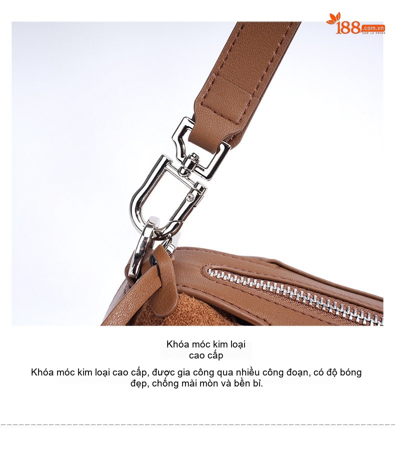Túi Tote Nữ Da Mờ Hàn Quốc Đeo Vai, Đeo Chéo Sức Chứa Lớn Màu Nâu, Be chi tiết 15