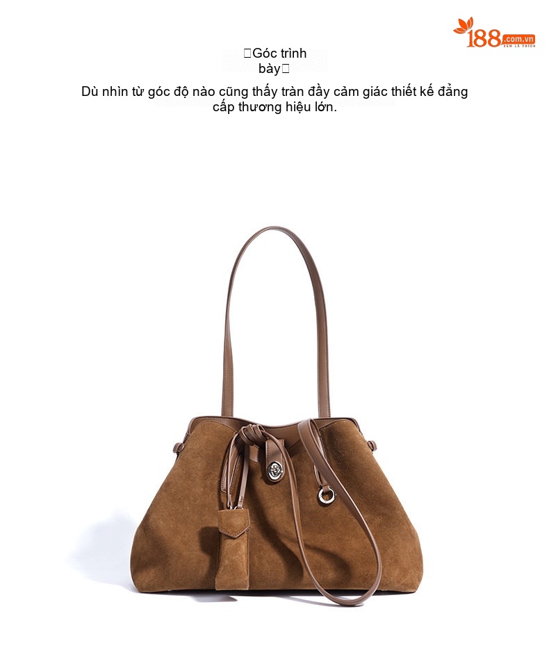 Túi Tote Nữ Da Mờ Lớn Đựng Tài Liệu Đi Làm Phong Cách Cổ Điển Màu Nâu chi tiết 14