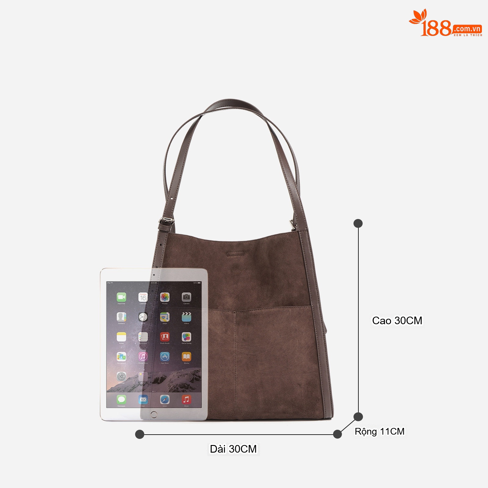 Túi Tote Nữ Da Mờ Lớn Đựng Vừa A4 Phong Cách Retro Màu Nâu