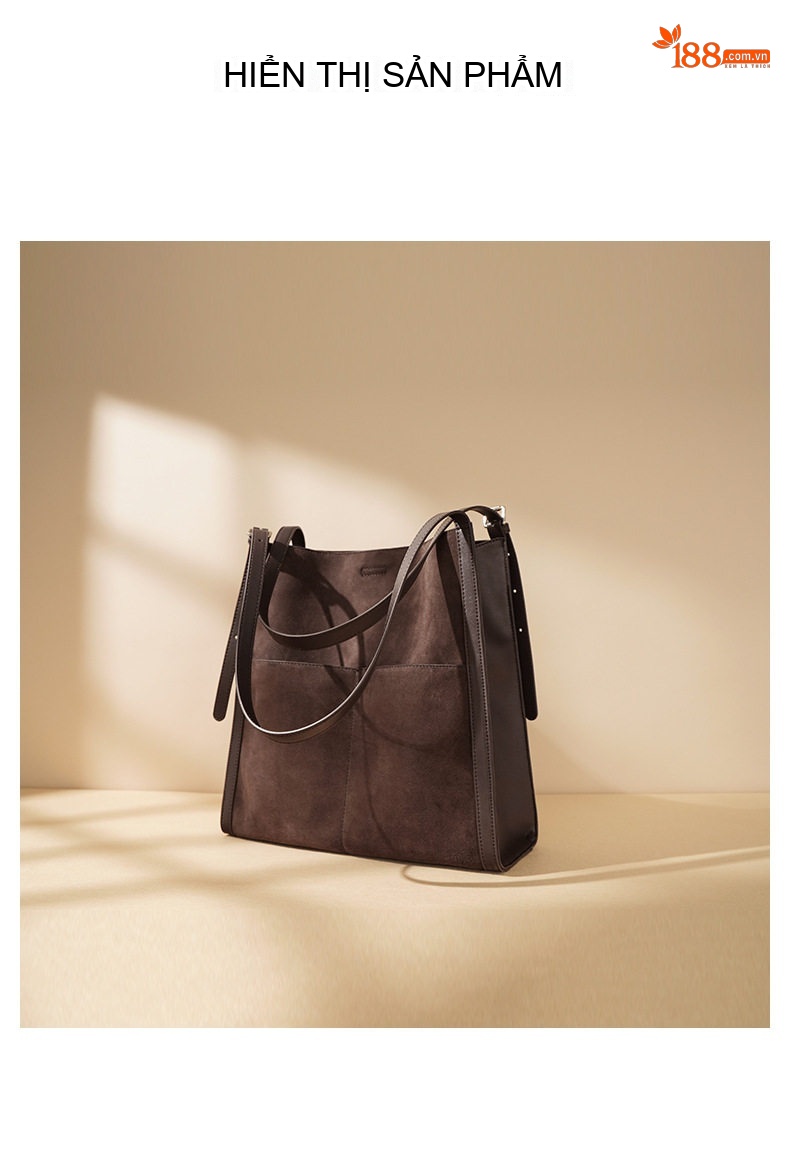 Túi Tote Nữ Da Mờ Lớn Đựng Vừa A4 Phong Cách Retro Màu Nâu chi tiết 3