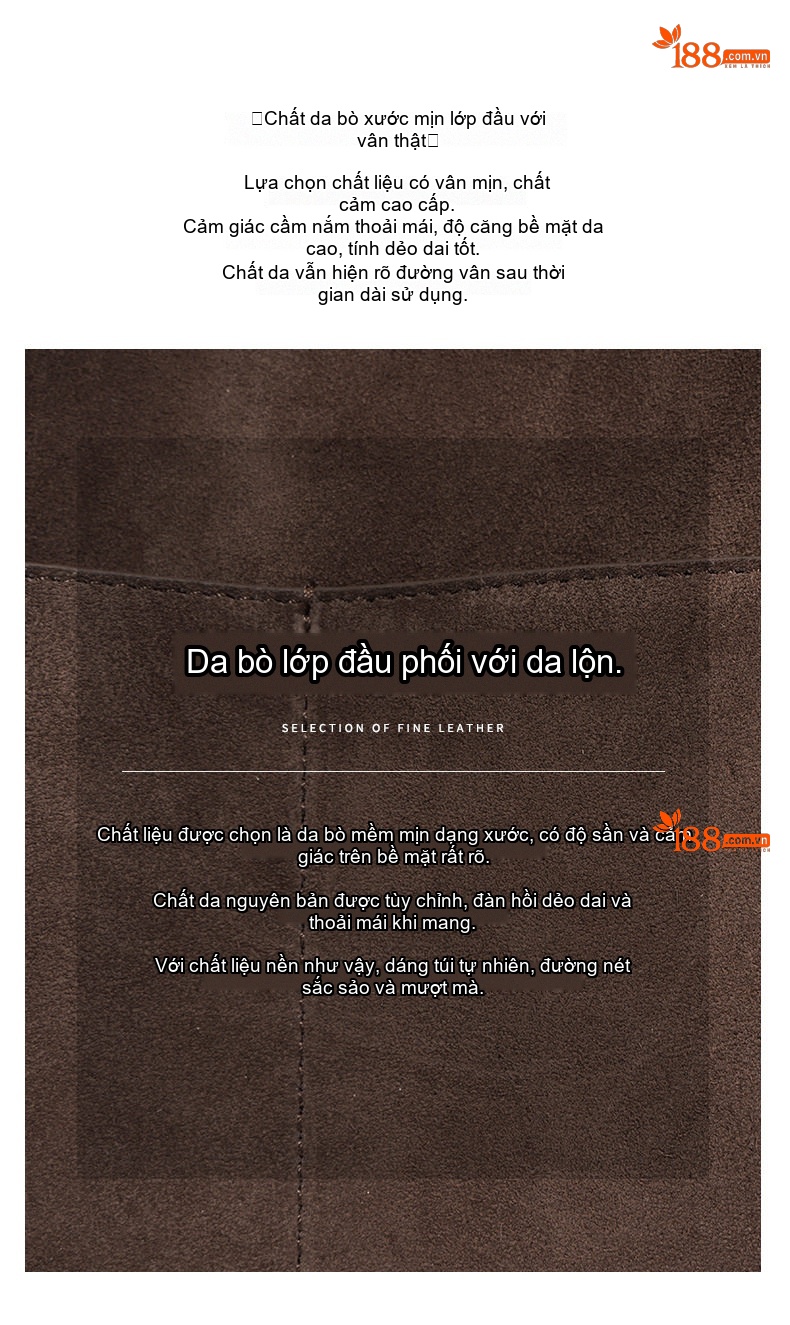 Túi Tote Nữ Da Mờ Lớn Đựng Vừa A4 Phong Cách Retro Màu Nâu chi tiết 11