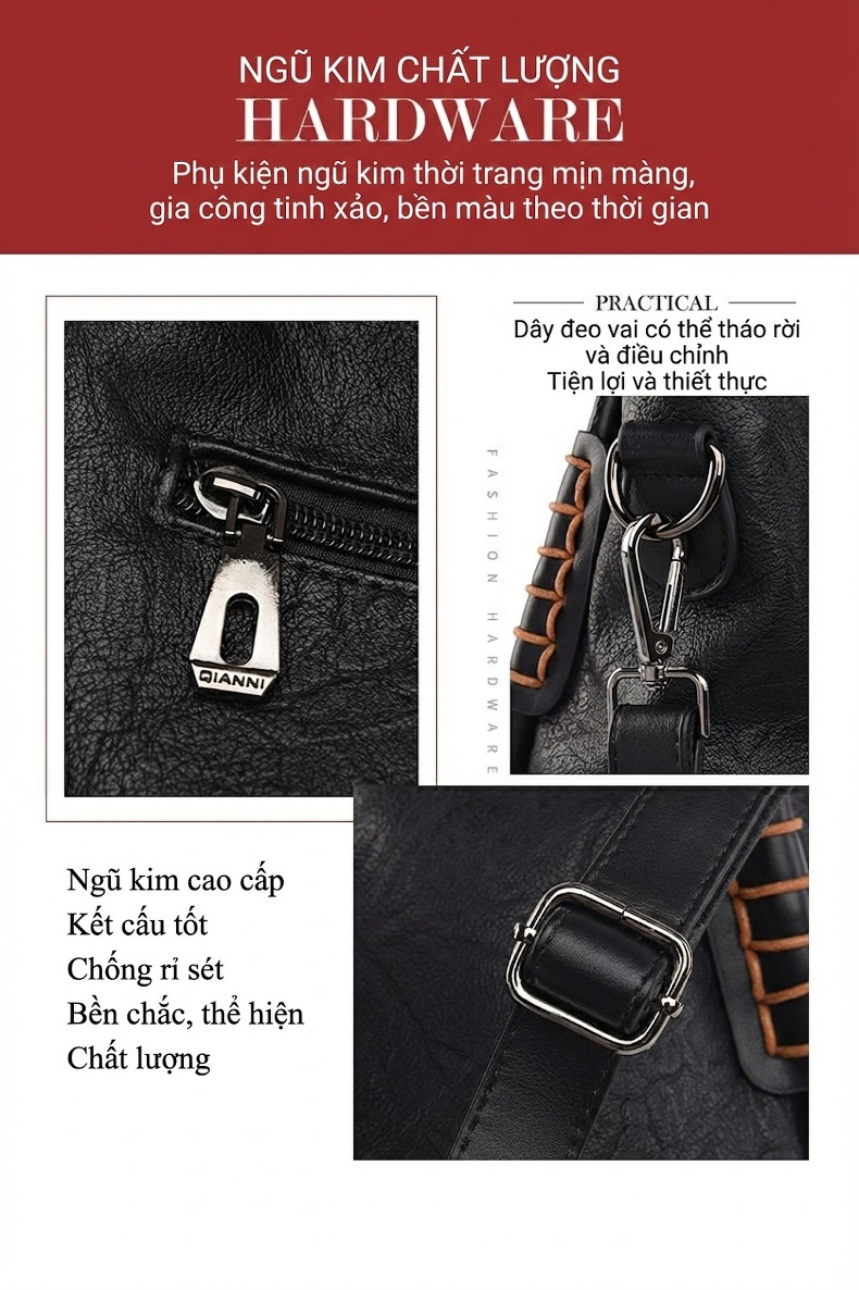 Túi Tote Nữ Da Mờ Phong Cách Hàn Quốc, Túi Đeo Vai, Túi Đeo Chéo Công Sở, Túi Xách Nữ Đựng Laptop Màu Đen, Trắng, Nâu chi tiết 10