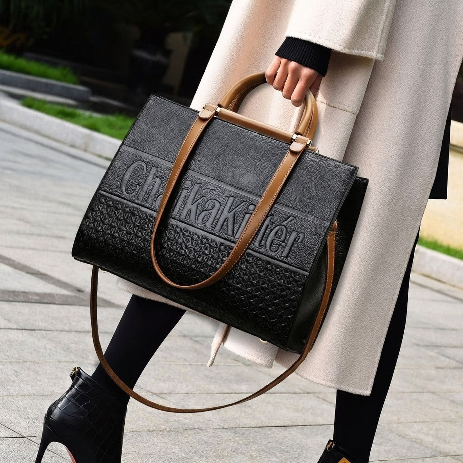 Túi Tote Nữ Da Mờ Sức Chứa Lớn Đeo Vai Phong Cách Thời Trang Màu Đen, Nâu