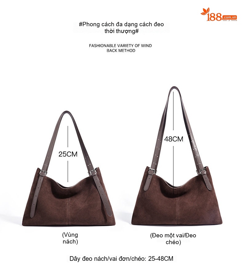 Túi Tote Nữ Da Mờ Sức Chứa Lớn Phong Cách Hàn Quốc Màu Nâu chi tiết 10