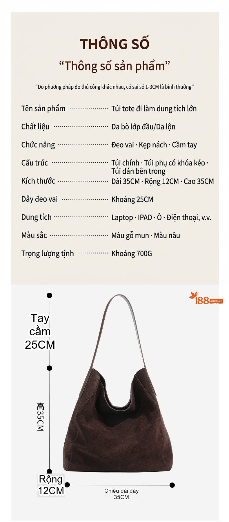 Túi Tote Nữ Da Mờ Suede Đeo Vai Dáng Kẹp Nách Thu Đông Sức Chứa Lớn Màu Nâu, Vàng chi tiết 24