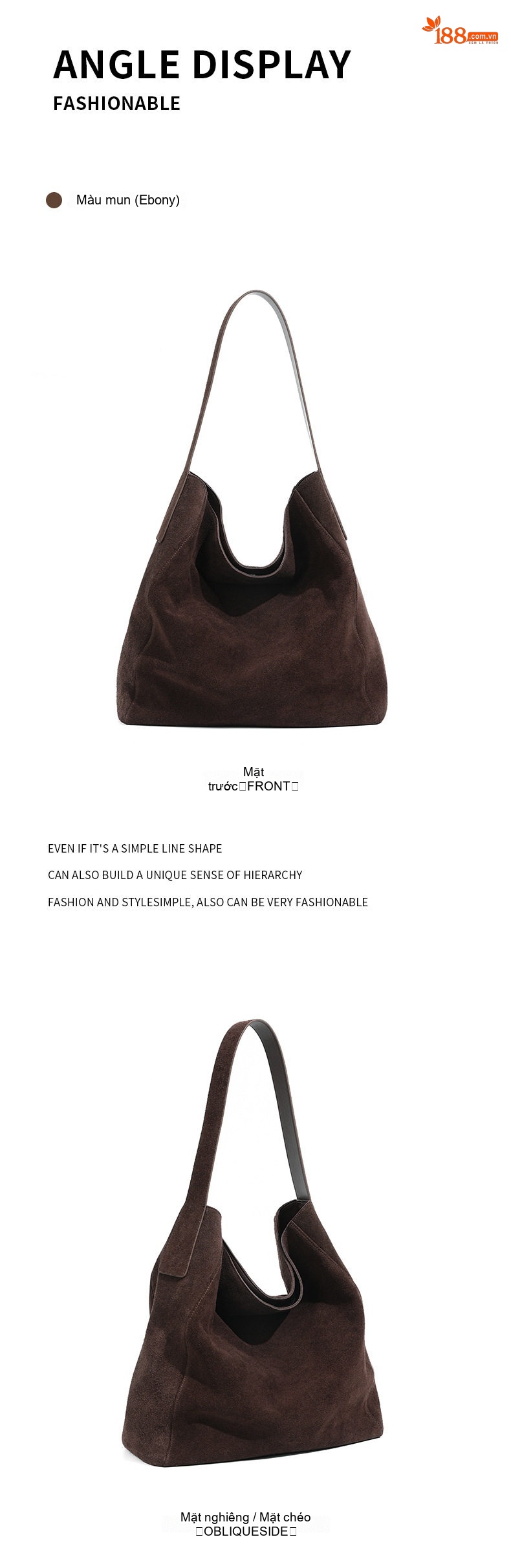 Túi Tote Nữ Da Mờ Suede Đeo Vai Dáng Kẹp Nách Thu Đông Sức Chứa Lớn Màu Nâu, Vàng chi tiết 17
