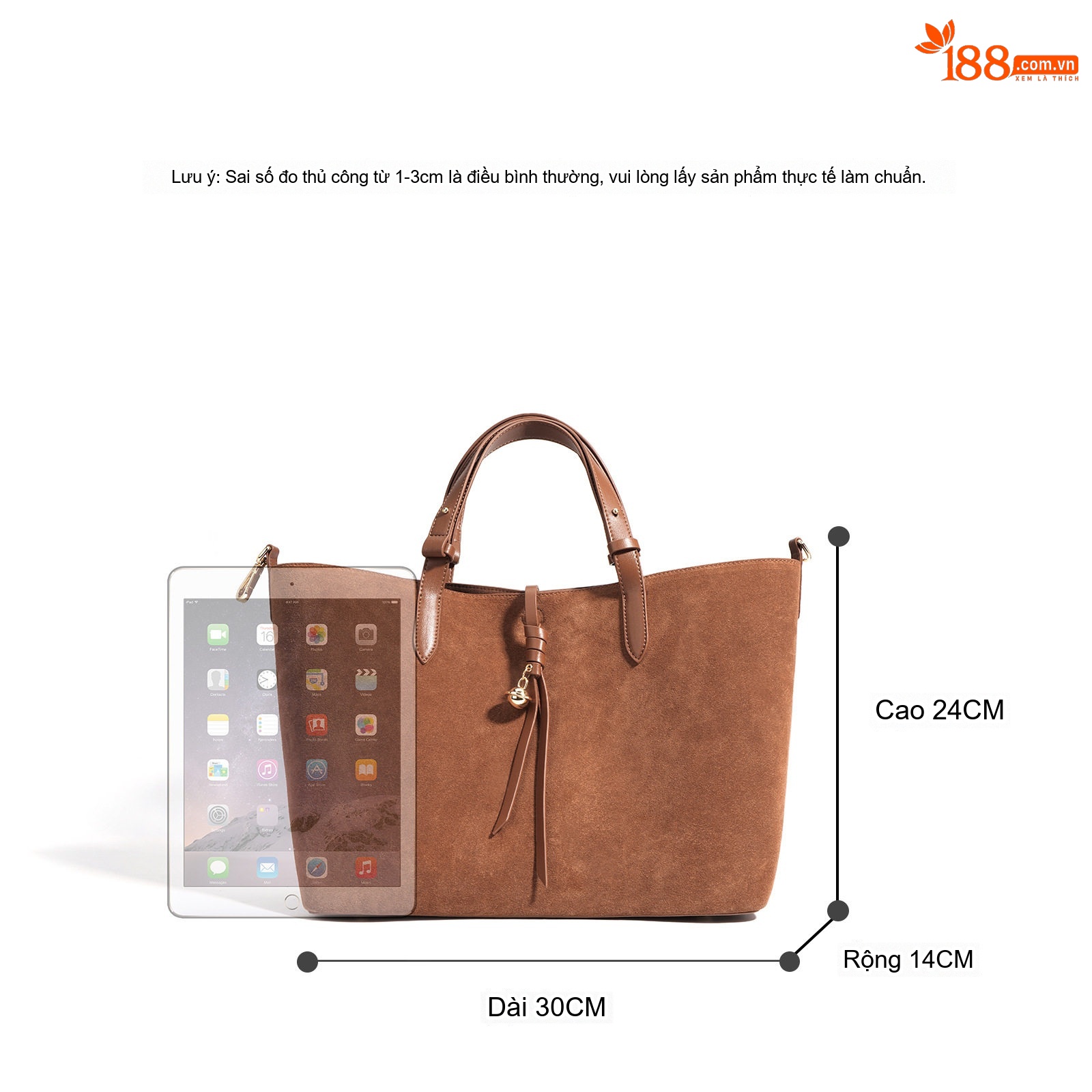 Túi Tote Nữ Da Mờ Vintage Lớn Đựng Vừa A4 Màu Nâu