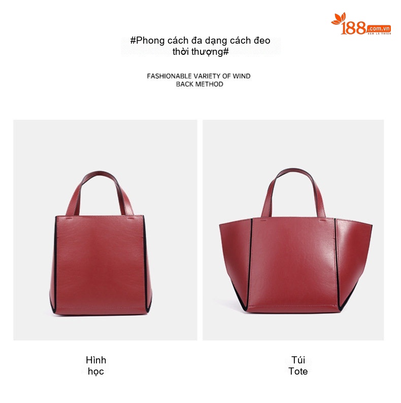 Túi Tote Nữ Đa Năng Kiểu Basket Bag Thiết Kế Đơn Giản Kèm Túi Con Màu Đỏ, Nâu chi tiết 6
