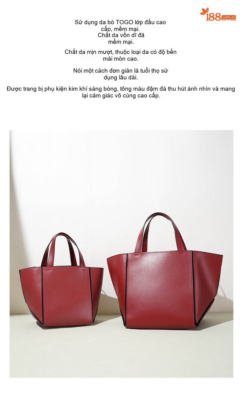 Túi Tote Nữ Đa Năng Kiểu Basket Bag Thiết Kế Đơn Giản Kèm Túi Con Màu Đỏ, Nâu chi tiết 8