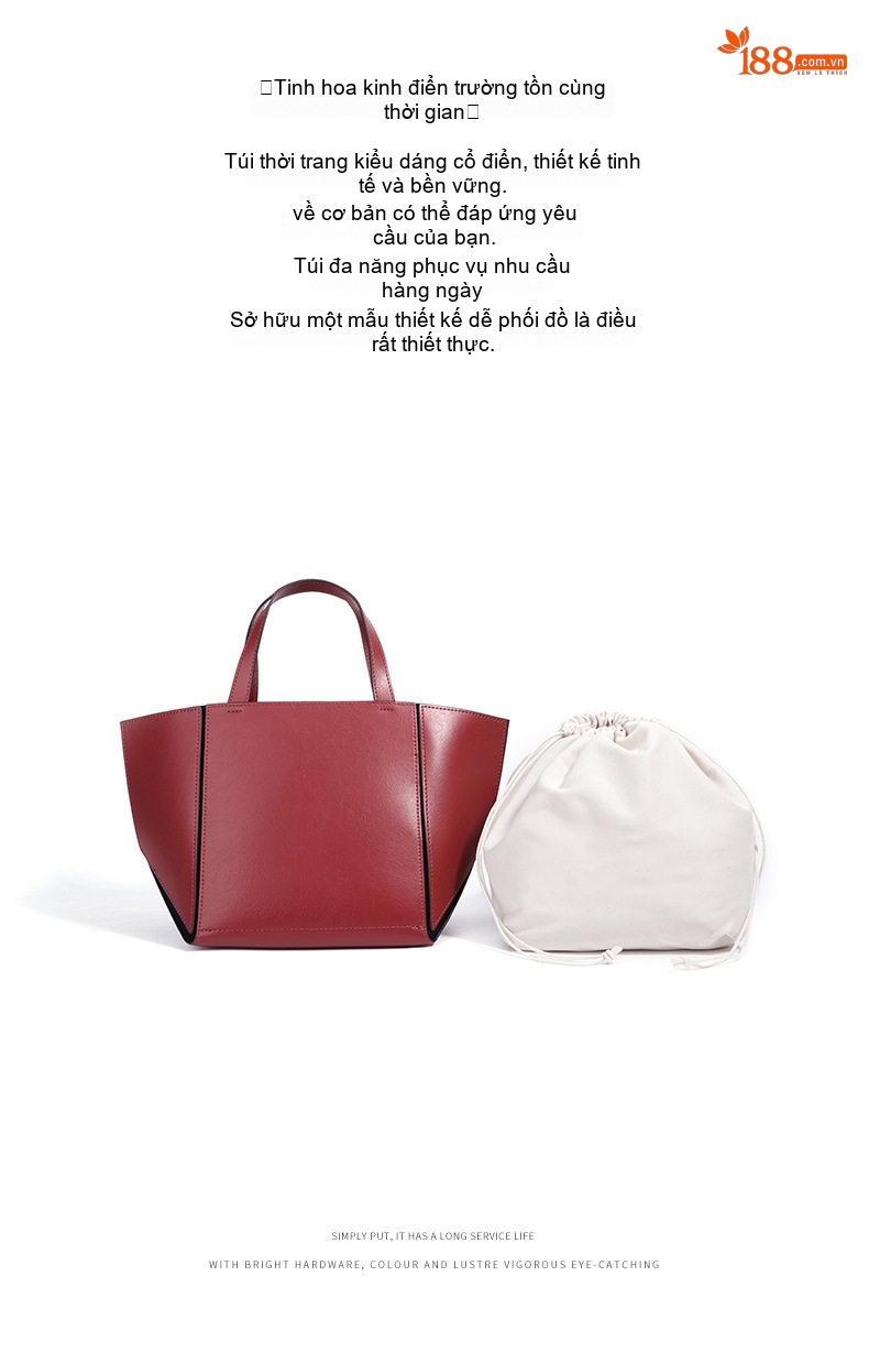 Túi Tote Nữ Đa Năng Kiểu Basket Bag Thiết Kế Đơn Giản Kèm Túi Con Màu Đỏ, Nâu chi tiết 13