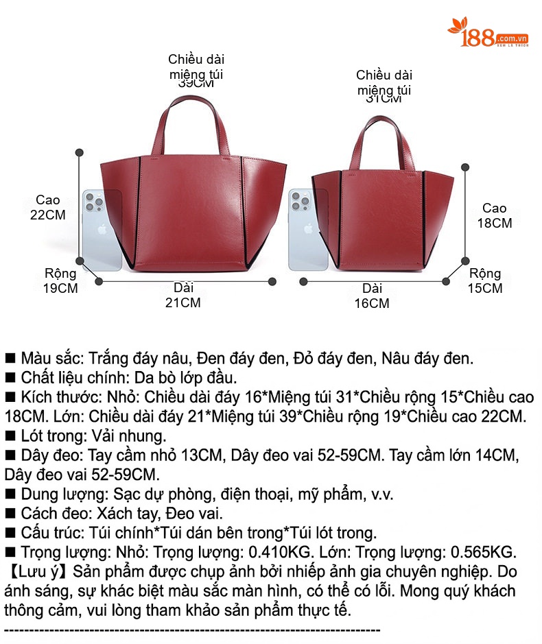 Túi Tote Nữ Đa Năng Kiểu Basket Bag Thiết Kế Đơn Giản Kèm Túi Con Màu Đỏ, Nâu chi tiết 15