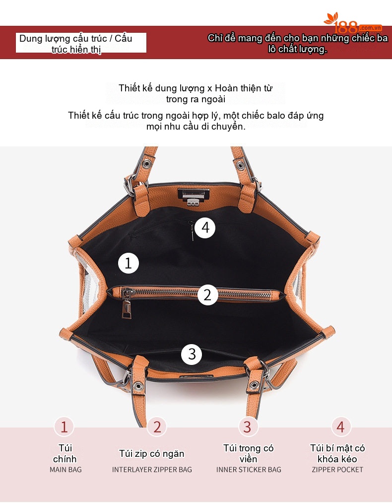 Túi Tote Nữ Da PU Họa Tiết Kẻ Ô Lớn, Túi Đeo Vai Công Sở Đựng Vừa Laptop Màu Nâu, Be, Đỏ, Đen... chi tiết 5