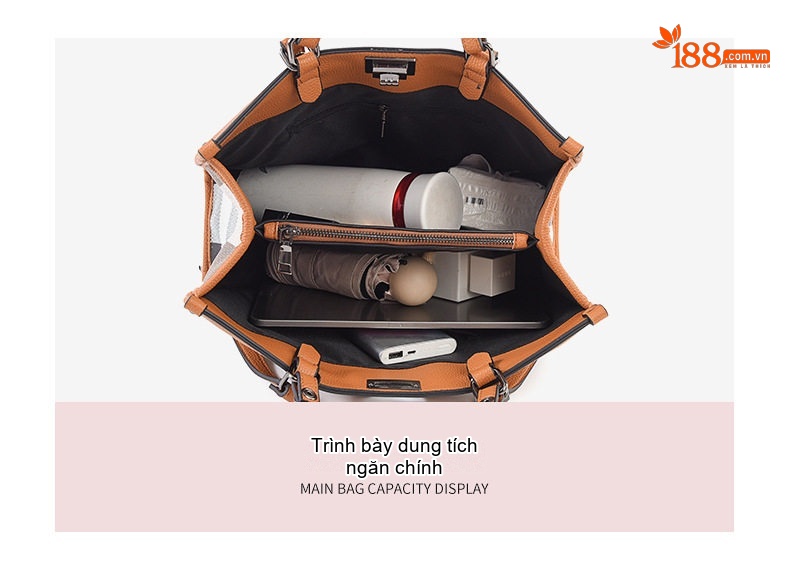Túi Tote Nữ Da PU Họa Tiết Kẻ Ô Lớn, Túi Đeo Vai Công Sở Đựng Vừa Laptop Màu Nâu, Be, Đỏ, Đen... chi tiết 6