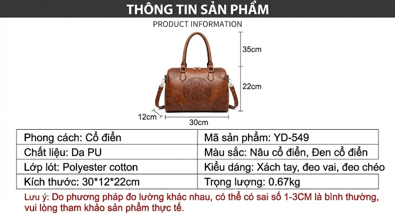Túi Tote Nữ Da PU Khắc Họa Tiết Công Sở Đựng Vừa A4 Màu Nâu, Đen chi tiết 3