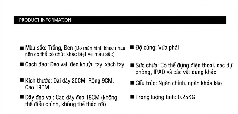 Túi Tote Nữ Da PU Khóa Hình Chữ Thập Thời Trang Màu Đen, Trắng chi tiết 1