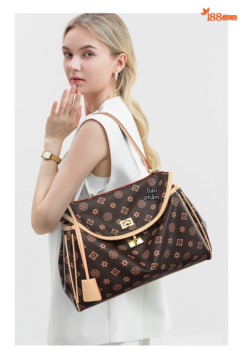 Túi Tote Nữ Đa Sắc Dáng Vuông Da Bóng Cao Cấp, Túi Đeo Vai Công Sở Màu Trắng, Xanh, Tím, Cam... chi tiết 21