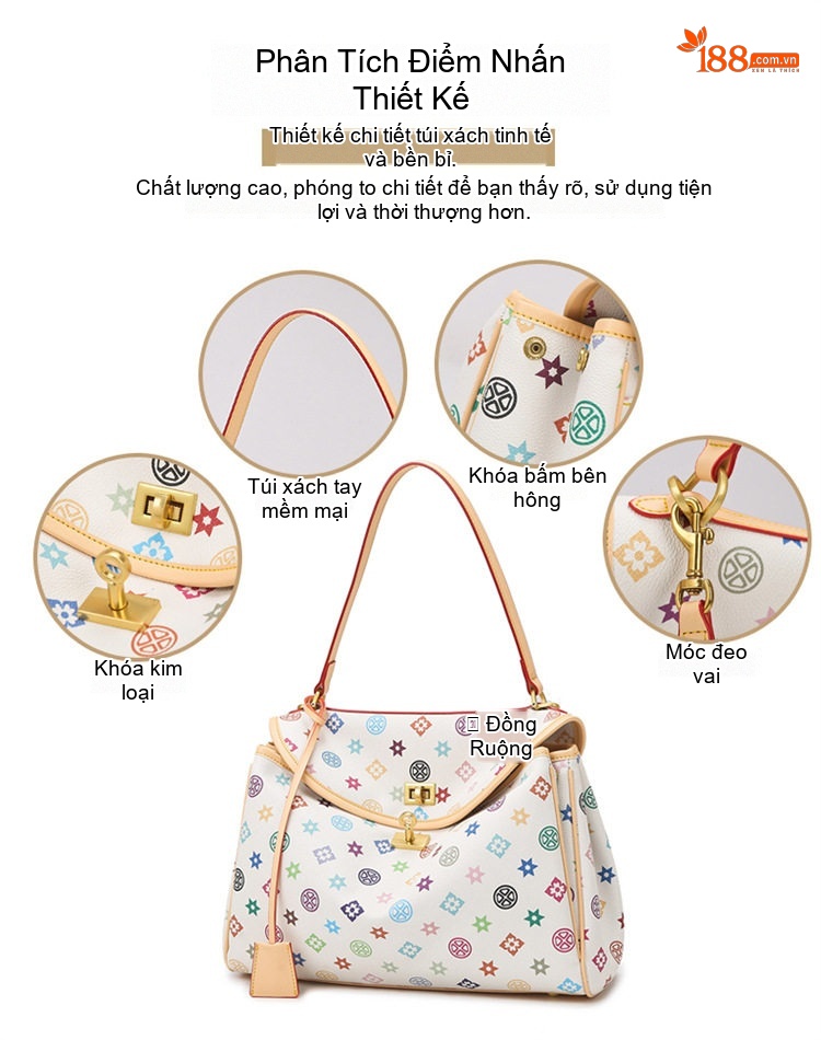 Túi Tote Nữ Đa Sắc Dáng Vuông Da Bóng Cao Cấp, Túi Đeo Vai Công Sở Màu Trắng, Xanh, Tím, Cam... chi tiết 4
