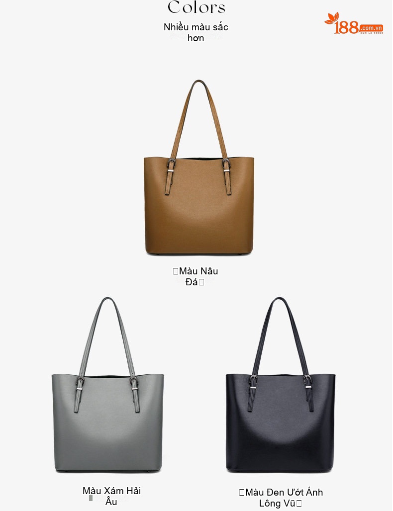 Túi Tote Nữ Da Thật Cỡ Lớn Thiết Kế Đeo Vai Phong Cách Âu Mỹ Màu Nâu chi tiết 11