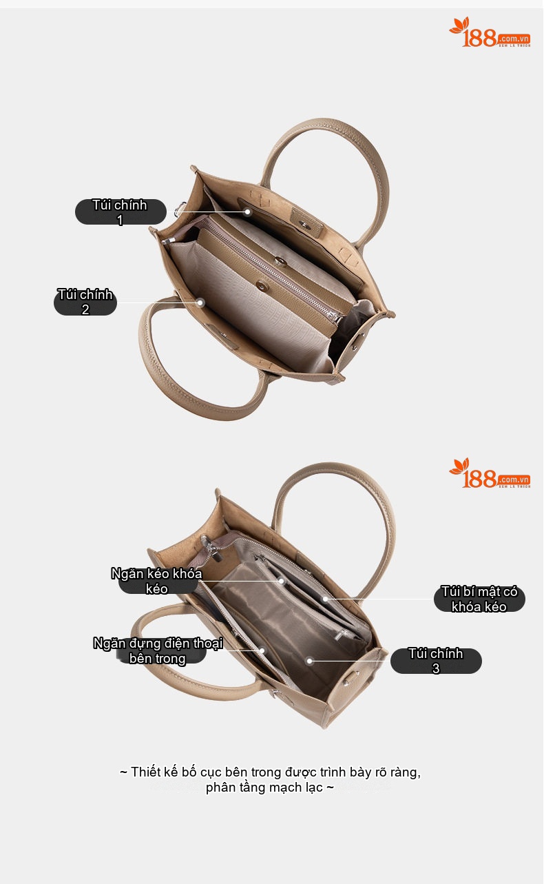 Túi Tote Nữ Da Thật Công Sở Đựng Laptop Thiết Kế Thanh Lịch Màu Nâu chi tiết 5