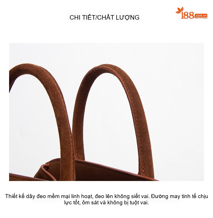 Túi Tote Nữ Da Thật Da Lộn Da Bò Công Sở Cao Cấp Đựng Laptop Màu Nâu chi tiết 9