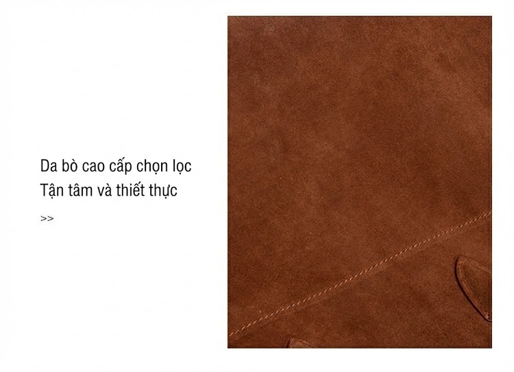 Túi Tote Nữ Da Thật Da Lộn Da Bò Công Sở Cao Cấp Đựng Laptop Màu Nâu chi tiết 10