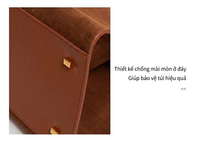 Túi Tote Nữ Da Thật Da Lộn Da Bò Công Sở Cao Cấp Đựng Laptop Màu Nâu chi tiết 11