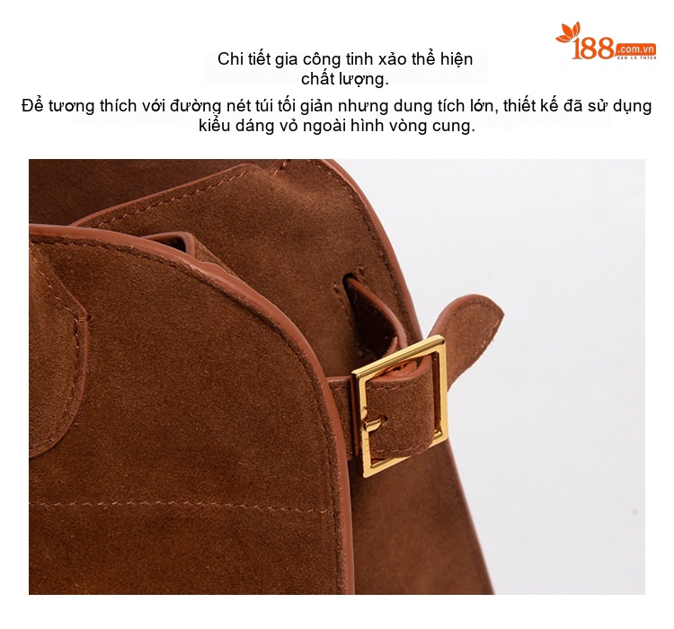 Túi Tote Nữ Da Thật Da Lộn Da Bò Công Sở Cao Cấp Đựng Laptop Màu Nâu chi tiết 12