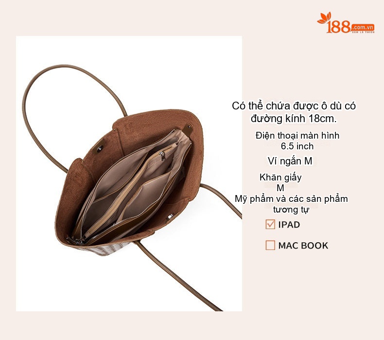 Túi Tote Nữ Da Thật Đan Dây Công Sở Cao Cấp Đựng Laptop Đi Làm Màu Nâu, Xám chi tiết 10