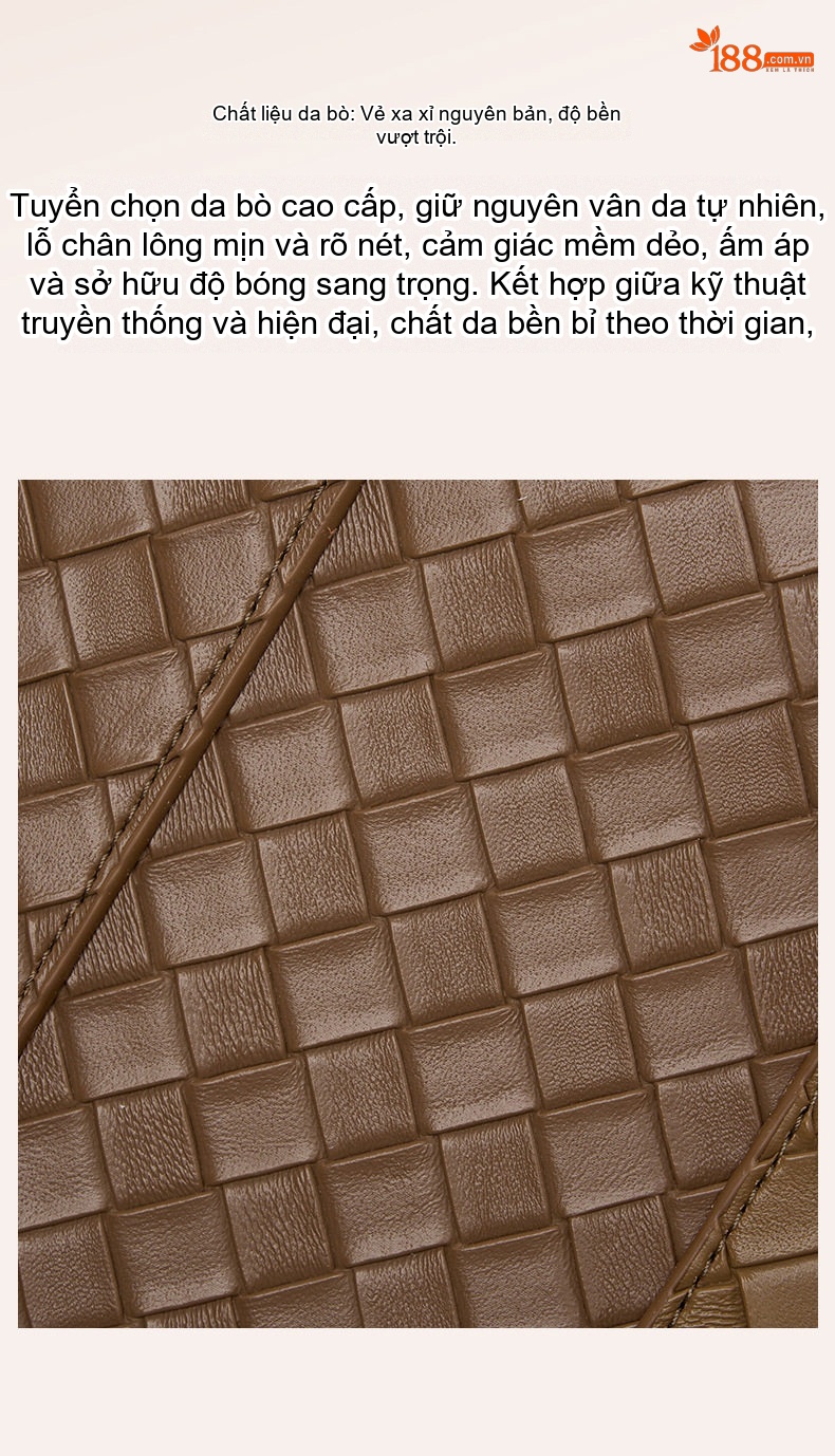Túi Tote Nữ Da Thật Đan Dây Công Sở Cao Cấp Đựng Laptop Đi Làm Màu Nâu, Xám chi tiết 12