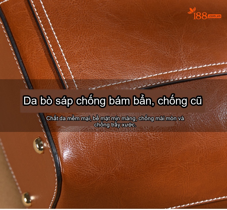 Túi Tote Nữ Da Thật Đeo Vai Đeo Chéo Thiết Kế Tối Giản Màu Đen, Nâu, Đỏ chi tiết 5