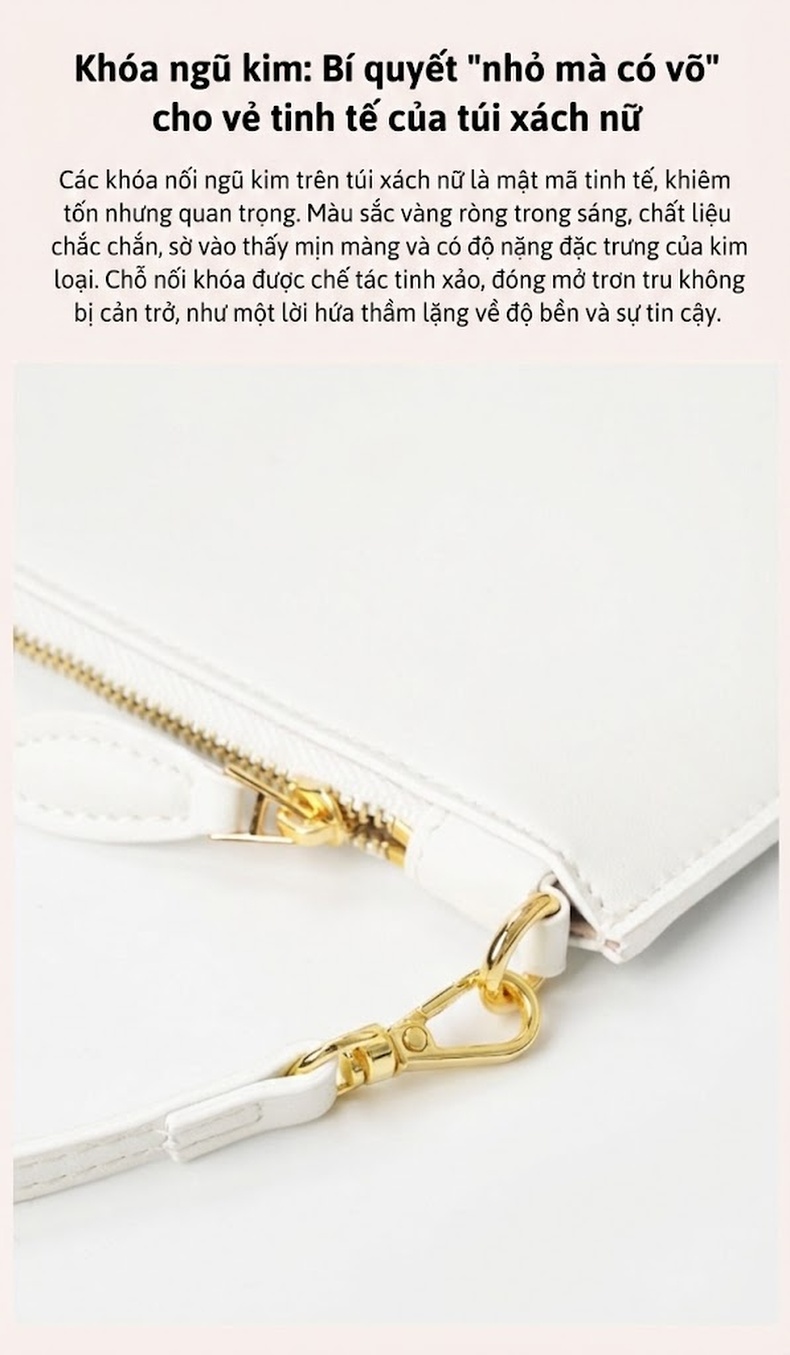 Túi Tote Nữ Da Thật Đục Lỗ Họa Tiết Giỏ Sách Lớn Đeo Vai Đi Làm Màu Trắng, Đen chi tiết 10