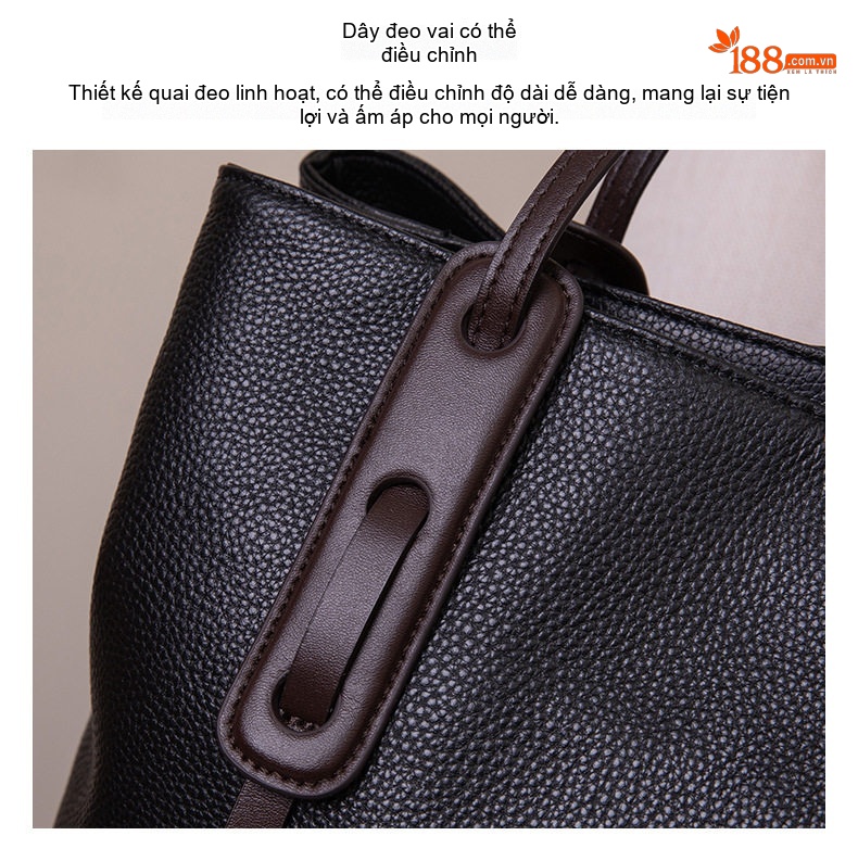 Túi Tote Nữ Da Thật Đựng Đồ Cho Mẹ Bỉm Sữa Dung Tích Lớn Phong Cách Cao Cấp Màu Đen, Nâu chi tiết 4
