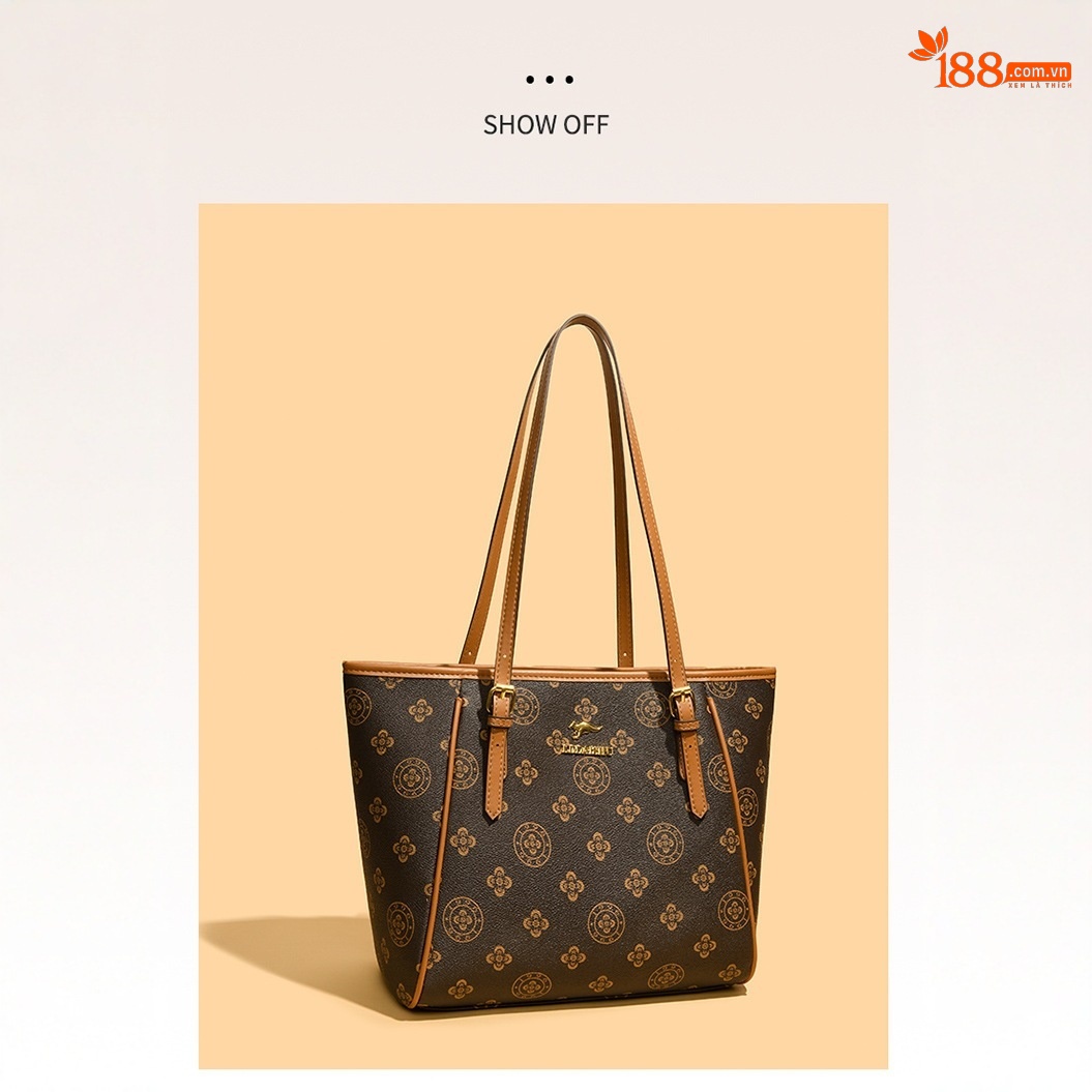 Túi Tote Nữ Da Thật Hoạ Tiết Vintage, Túi Xách Tay Nữ Đeo Vai Công Sở, Túi Đeo Chéo Nữ Lớn Màu Nâu chi tiết 13