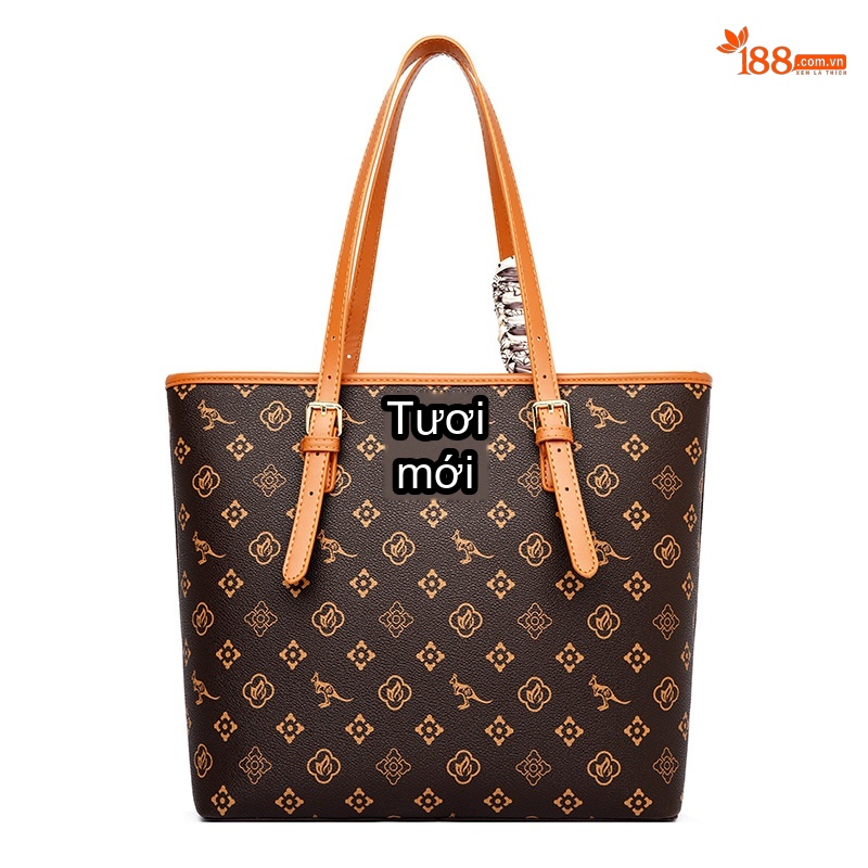 Túi Tote Nữ Da Thật Hoạ Tiết Vintage, Túi Xách Tay Nữ Đeo Vai Công Sở, Túi Đeo Chéo Nữ Lớn Màu Nâu chi tiết 2