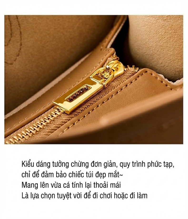 Túi Tote Nữ Da Thật Mềm Mại Size Lớn Phong Cách Tiểu Thư Màu Nâu chi tiết 30