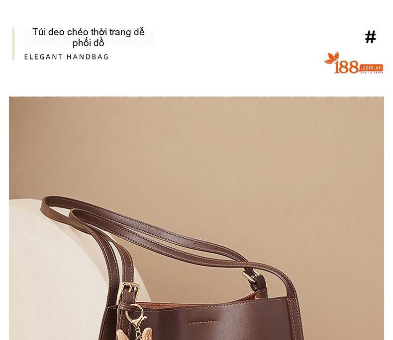 Túi Tote Nữ Da Thật Sức Chứa Lớn Đeo Vai Đi Làm Màu Nâu chi tiết 1