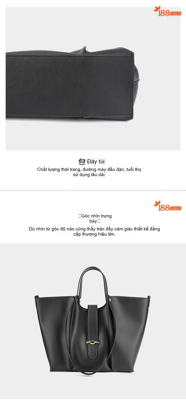 Túi Tote Nữ Da Thật Sức Chứa Lớn Đeo Vai Phong Cách Đơn Giản Màu Nâu chi tiết 11
