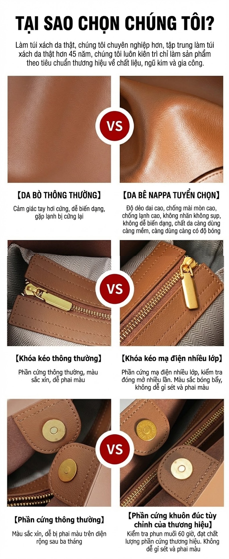 Túi Tote Nữ Da Thật Thiết Kế Đeo Vai Đeo Chéo Dung Tích Lớn Màu Nâu chi tiết 4