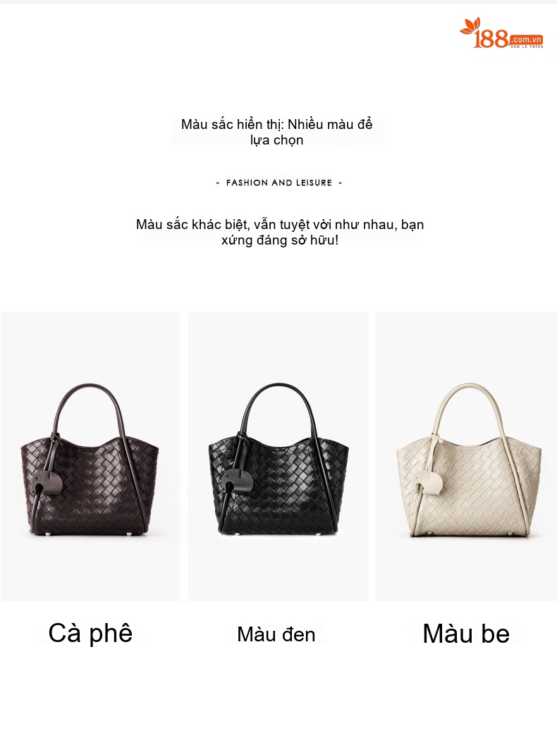 Túi Tote Nữ Da Thật Vân Đan Lớn Đeo Vai, Túi Xách Tay Đeo Chéo Kèm Túi Con Màu Đen chi tiết 7