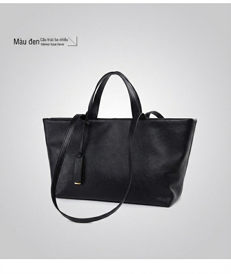Túi Tote Nữ Da Thuộc Veg Tan Phong Cách Thời Trang Màu Đen, Nâu, Đỏ Tía, Vàng Nâu chi tiết 22